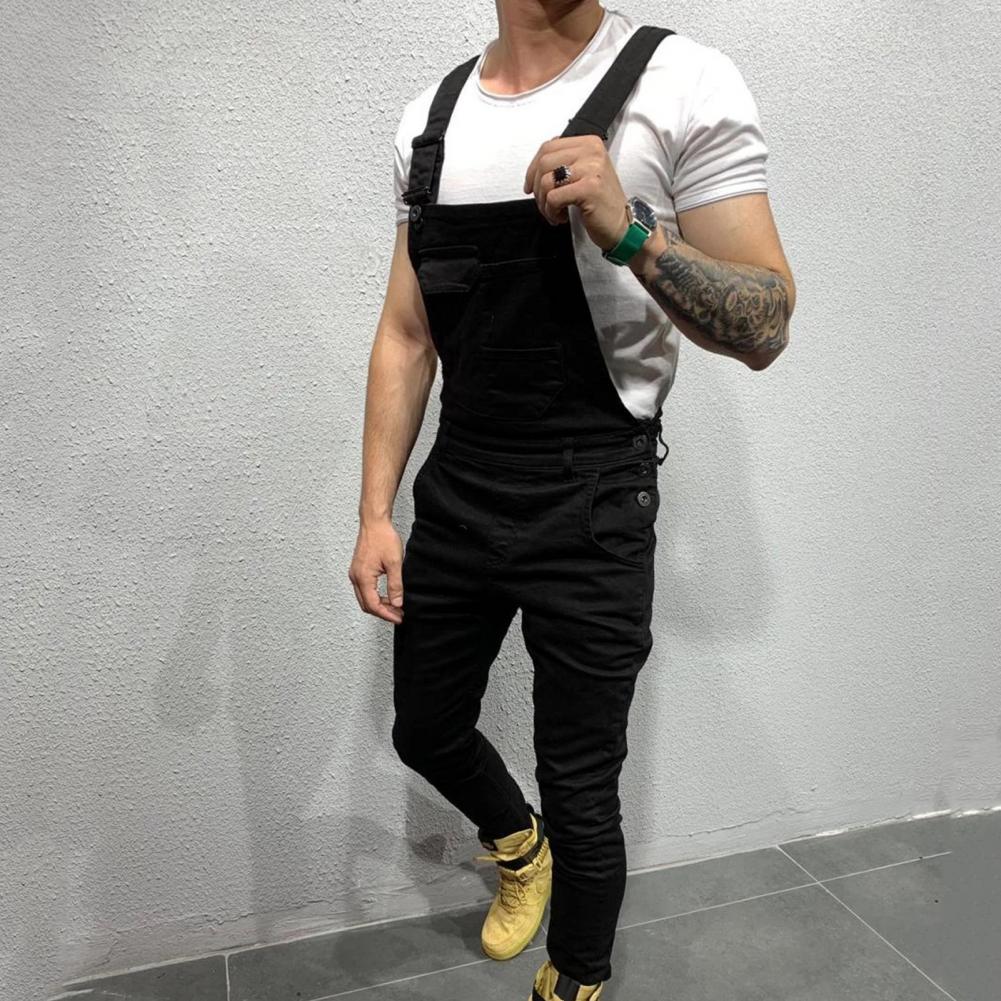 Summer New Men's Distressed Denim Carpenter Overalls Bib Jumpsuits Motos Biker Jean Long Harajuku Rompers Streetwear Plus Size