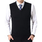 HOT SALES! Men Casual Winter Solid Color V Neck Sleeveless Knitted Woolen Plus Size Vest Knitted Woolen Vest Men Suit Vest