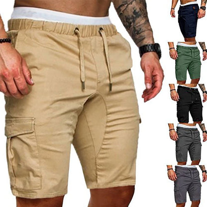 Casual Shorts Mens Summer Cargo Shorts Gym Sport Running Workout Cargo Pants Jogger Trousers Drawstring Solid Jogging Shorts Men