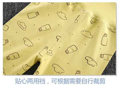 Baby Girls Boys Pants Toddler Bottoming Leggings Children Cotton Cartoon Trousers High Waist 2024 Autumn Newborn Kids Clothing