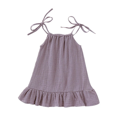 Summer Infant Baby Girl Dress Toddler Dress Muslin Cotton Sleeveless Ruffles Slip Dresses