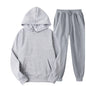 New Men Women Tracksuit Hoodies Casual Solid Color Thick Pullover and Long Pant 2-piece Set Men Autumn Fleece Jogger Sports Suit