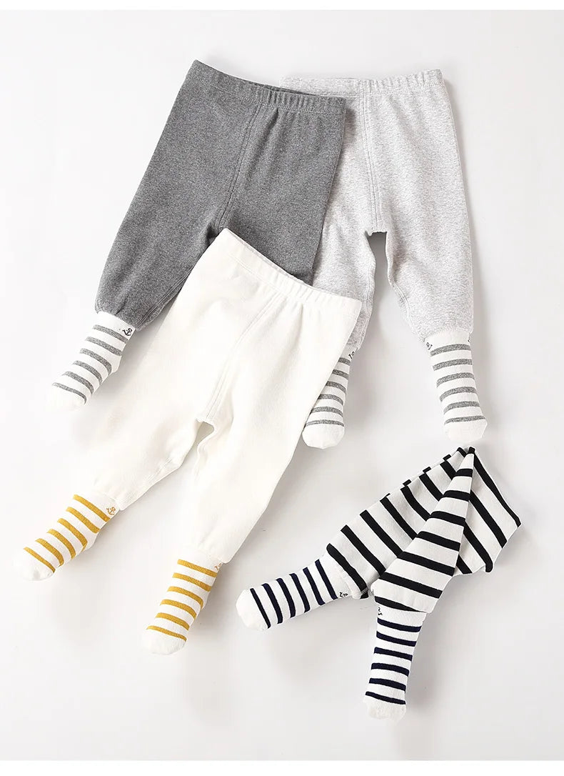 Baby footed pants newborn baby girl boy leggings long trousers  0-6-12months kid lycry cotton sleepwear trousers pyjamas pants