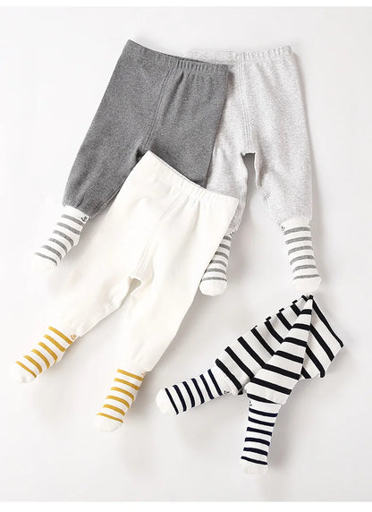 Baby footed pants newborn baby girl boy leggings long trousers  0-6-12months kid lycry cotton sleepwear trousers pyjamas pants