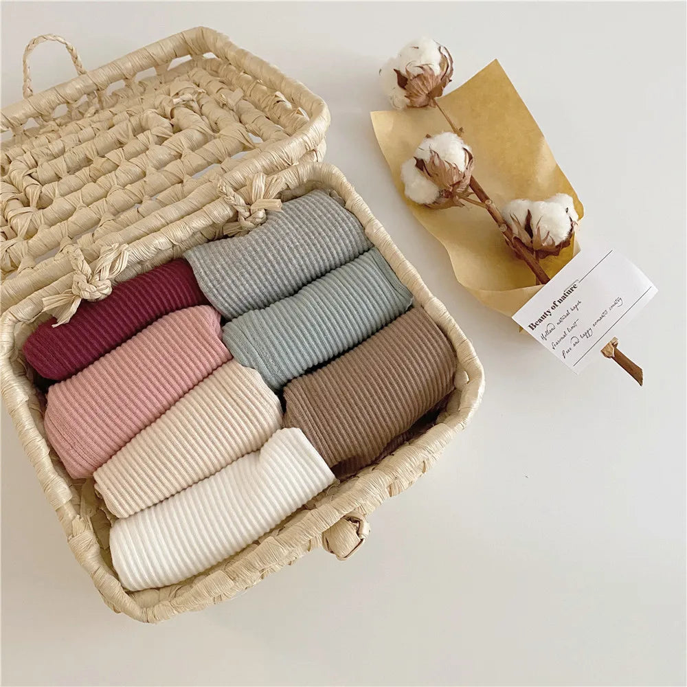 Autumn Baby Girl Legging Cotton Baby Boys Ribbed Leggings Striped Kids Pants Children Casual Trousers