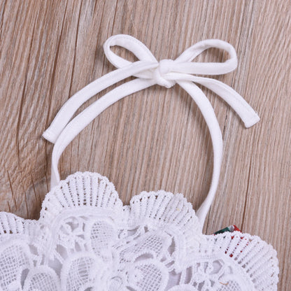 Newborn Baby Girl Clothes Sleeveless Lace Flower Print Strap Romper Jumpsuit One-Piece Outfit Summer Clothes