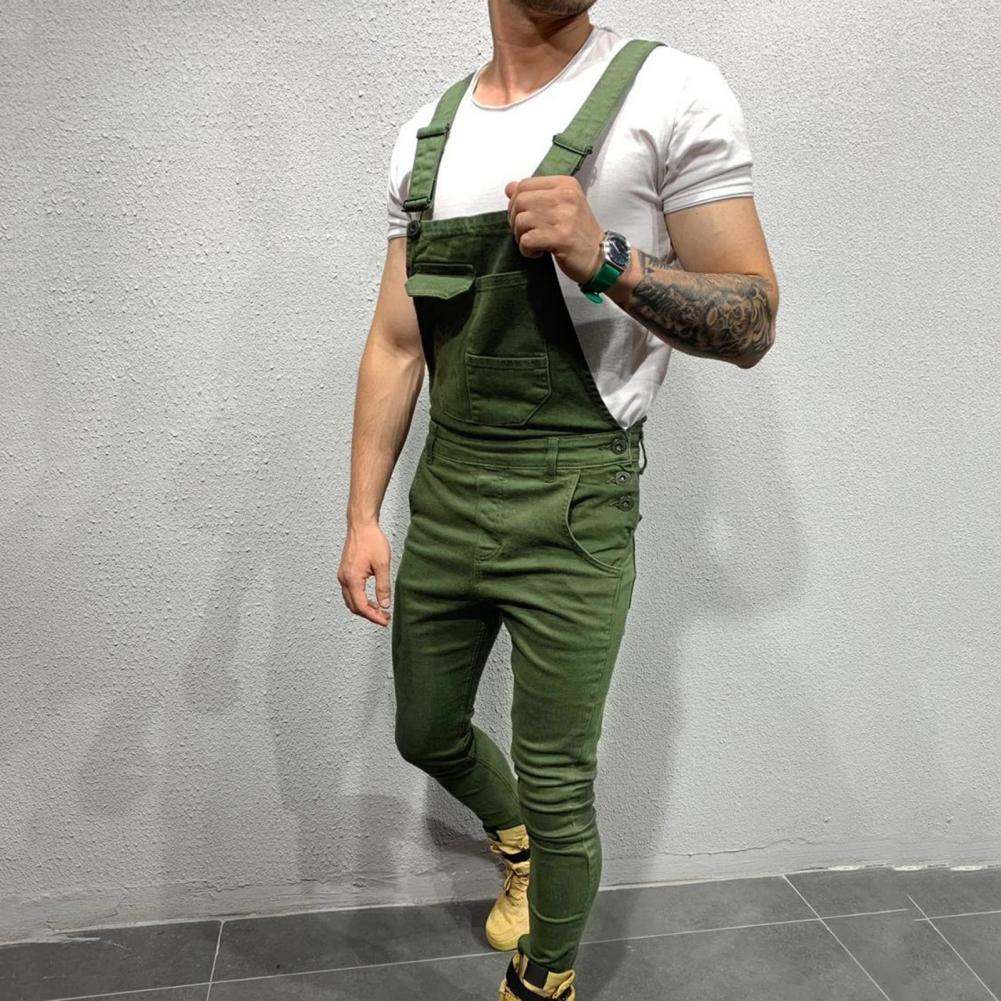 Summer New Men's Distressed Denim Carpenter Overalls Bib Jumpsuits Motos Biker Jean Long Harajuku Rompers Streetwear Plus Size