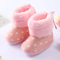 Winter Newborn Baby Girl Boy Polka Dot Cute Cartoon Cotton Shoes Soft Sole Plus Velvet Warm Boots Toddler Infant Walking Shoes