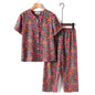 Novelty Sleepwear Women Pajamas Set Night Suit For Mother & Grandma Pajamas Summer Pajama Femme Printing Cardigan Home Clothes