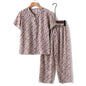 Novelty Sleepwear Women Pajamas Set Night Suit For Mother & Grandma Pajamas Summer Pajama Femme Printing Cardigan Home Clothes