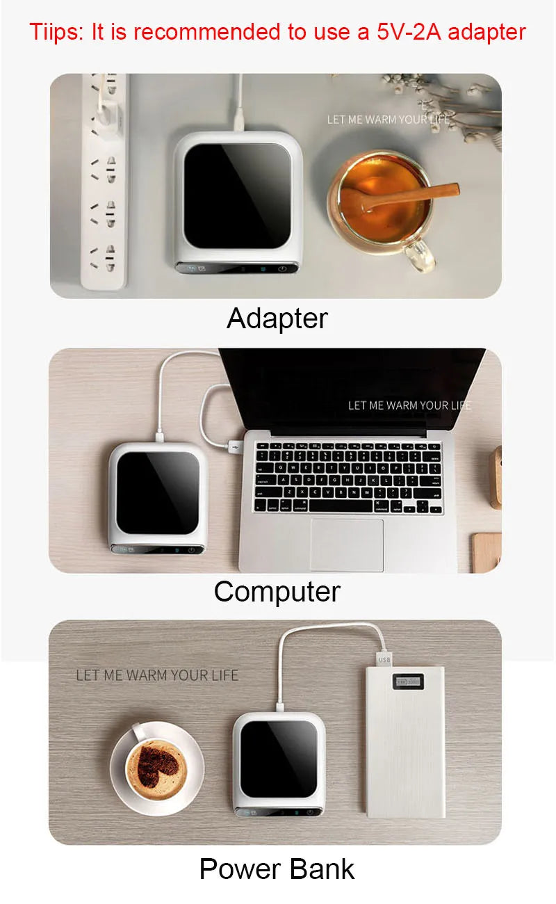 5V Cup Smart  USB Heated Mug Coaster Cup Heater Taza Calienta Agua Thermostatic Cup Mat Pad Oficina Hot Milk Coffee Warmer Pad