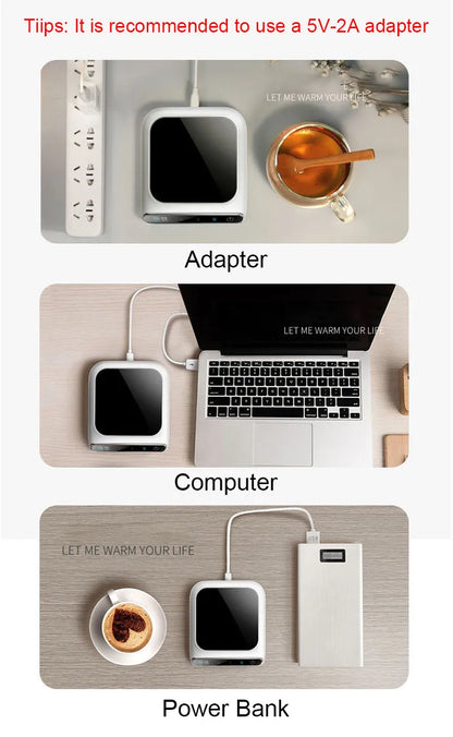 5V Cup Smart  USB Heated Mug Coaster Cup Heater Taza Calienta Agua Thermostatic Cup Mat Pad Oficina Hot Milk Coffee Warmer Pad