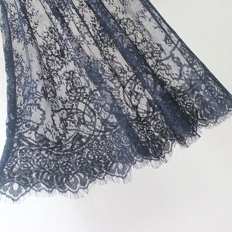 Hot Summer Women Lace Skirts  Fashion Solid Casual Mesh Tulle Skirt Hollow Out Short Pencil Elegant Elastic Black White Skirt