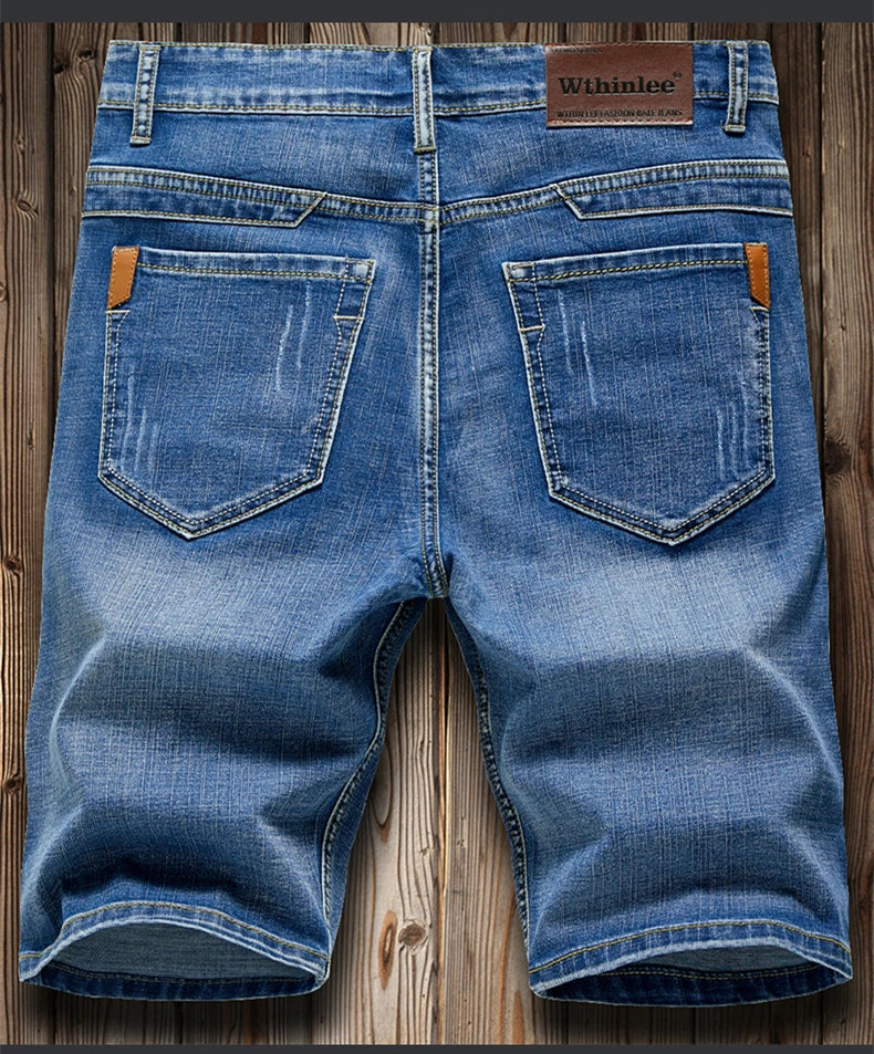 2025 Summer Men's Slim Denim Shorts Business Casual Fashion Loose Stretch All-Match Jeans Male High-End Brand Five-Point Pants