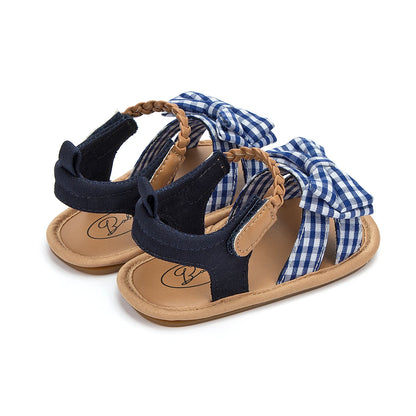 KIDSUN Summer Baby Beach Sandals Bow-knot Rubber Sole Anti-Slip Newborn Princess Toddler Crib First Walkers Baby Girls Shoes