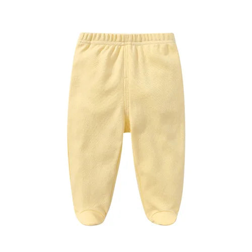 Lawadka 0-12M Spring Autumn Cotton Newborn Baby Boy Girl Pants Solid Wrap Foot Long Trousers Casual Baby Leggings For Girls Boys
