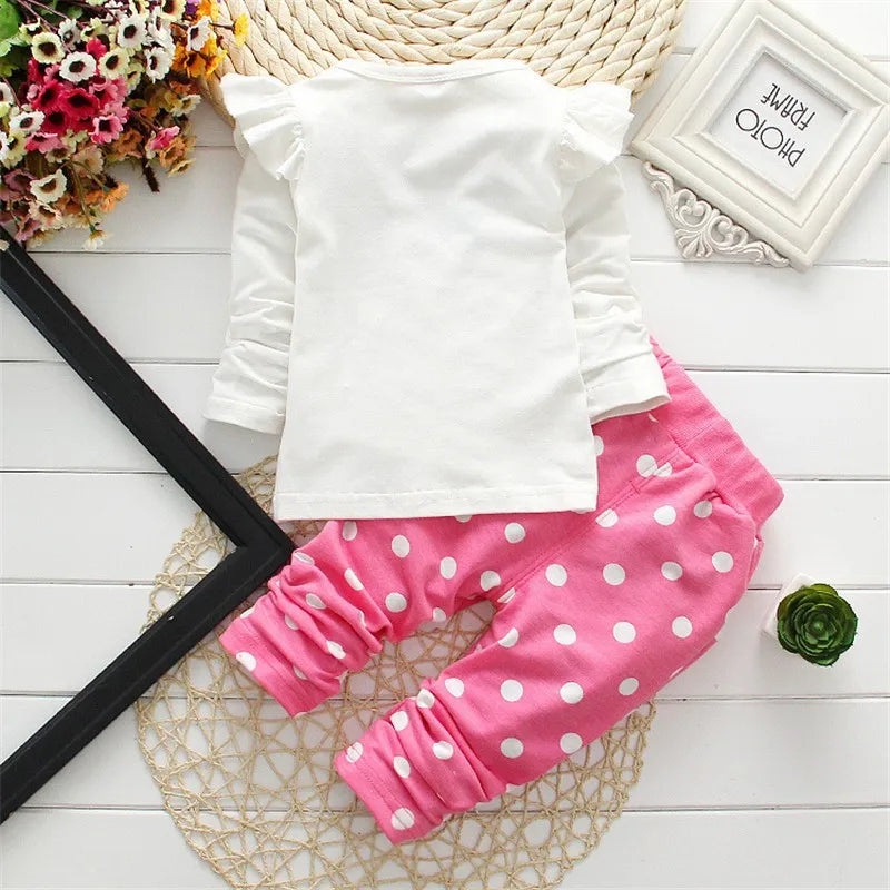 Winter Girls Clothes Set T-shirt+ pants 2 pcs Children's Clothing Fashion Baby Outset Newborn Baby Cotton Suit