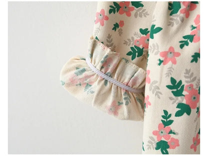 Spring newborn baby girl clothes floral long-sleeved dress for girls baby clothing 1 year birthday princess dress + lace shawl