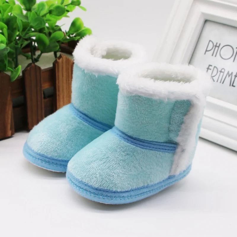 Winter Baby Kids Non-slip Soft Sole Moccasin Boots Boys Girls Suede Leather Crib Shoes 0-18M