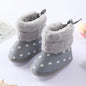Winter Newborn Baby Girl Boy Polka Dot Cute Cartoon Cotton Shoes Soft Sole Plus Velvet Warm Boots Toddler Infant Walking Shoes