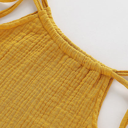 Summer Infant Baby Girl Dress Toddler Dress Muslin Cotton Sleeveless Ruffles Slip Dresses