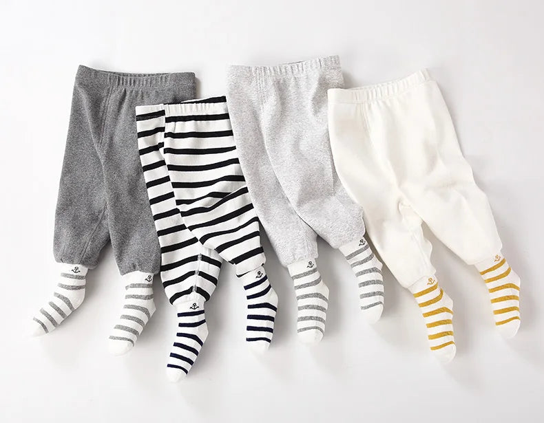 Baby footed pants newborn baby girl boy leggings long trousers  0-6-12months kid lycry cotton sleepwear trousers pyjamas pants