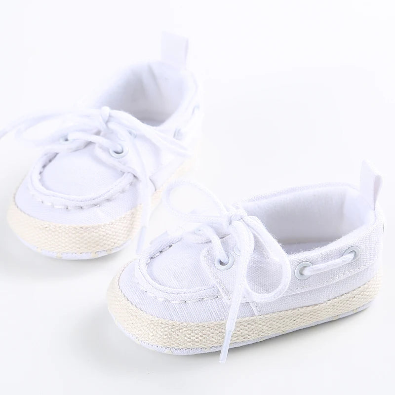 Boys And Girls Gentleman Shoes Soft Soled White Shoes Leisure Sports Shoes Newborn First Walk 0-18Months Bed Shoes