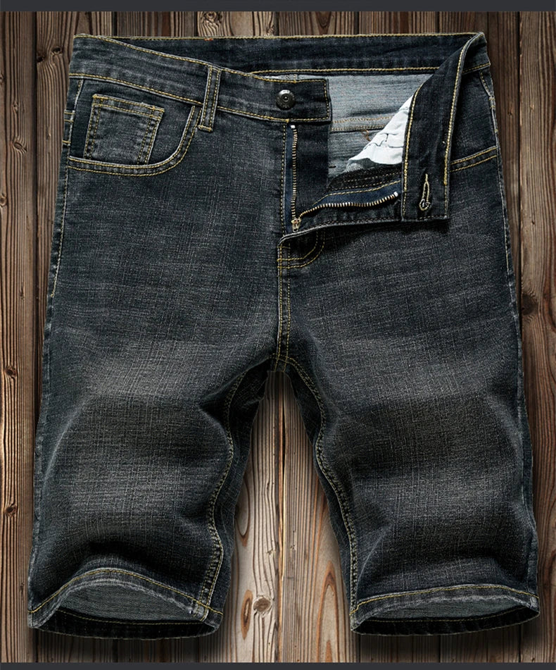 2025 Summer Men's Slim Denim Shorts Business Casual Fashion Loose Stretch All-Match Jeans Male High-End Brand Five-Point Pants