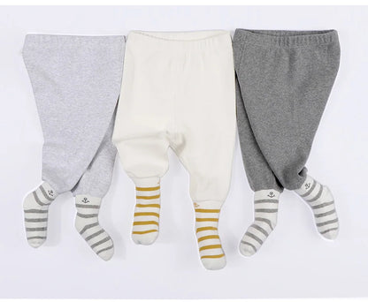 Baby footed pants newborn baby girl boy leggings long trousers  0-6-12months kid lycry cotton sleepwear trousers pyjamas pants