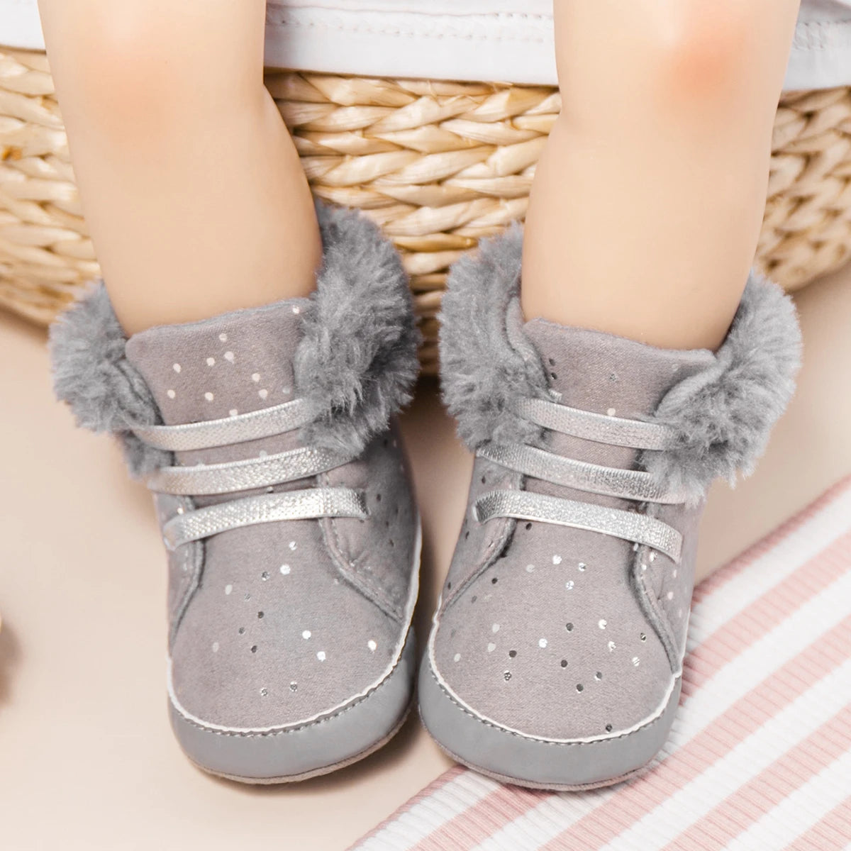 Winter New Baby Boy Girl Boots Cotton Soft-Sole Non-Slip Warm Toddler First Walkers Infant Crib Shoes