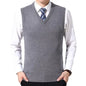 HOT SALES! Men Casual Winter Solid Color V Neck Sleeveless Knitted Woolen Plus Size Vest Knitted Woolen Vest Men Suit Vest