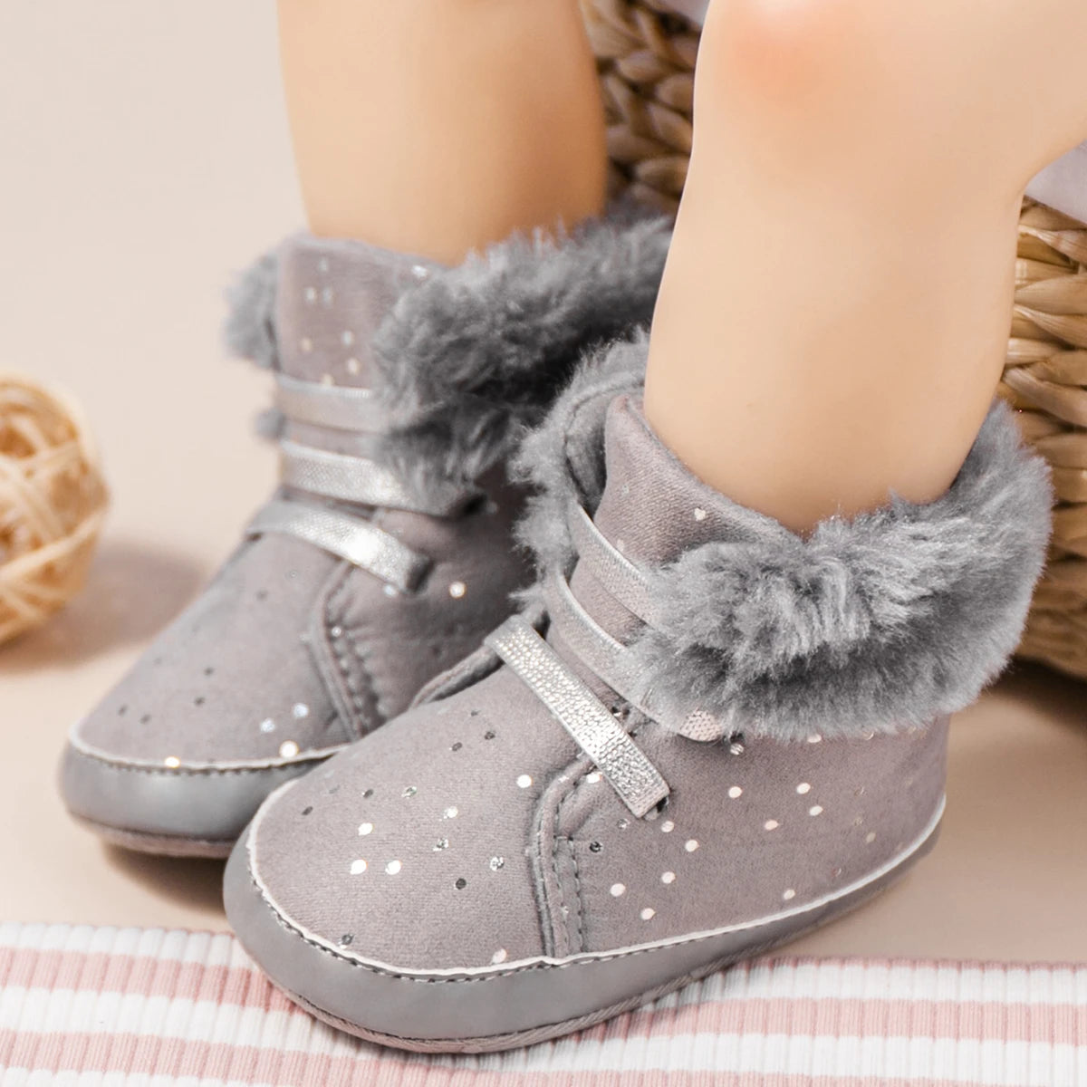 Winter New Baby Boy Girl Boots Cotton Soft-Sole Non-Slip Warm Toddler First Walkers Infant Crib Shoes