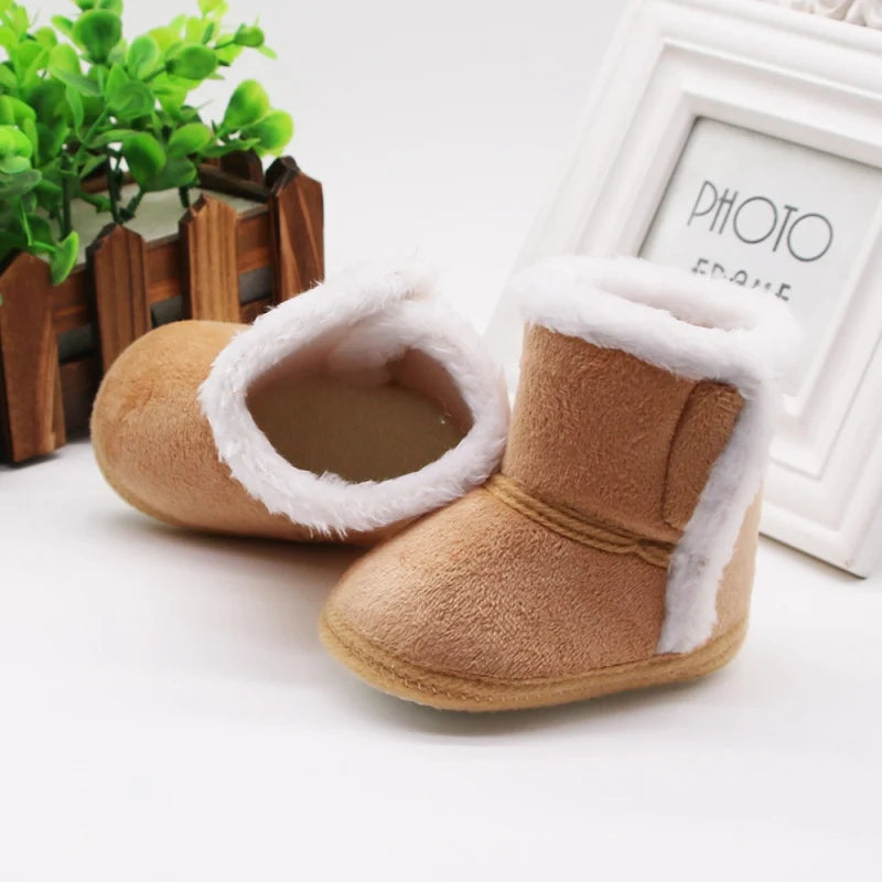Winter Baby Kids Non-slip Soft Sole Moccasin Boots Boys Girls Suede Leather Crib Shoes 0-18M