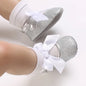 Cute 0-18M Spring Newborn Silver Baby Shoes Non Slip Cloth Bottom Girl Shoes Elegant Breathable Casual Baby First Walking Shoes