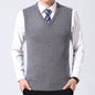 JOHMUVVE  New Men V-neck Vest Trend Retro Solid Color Vest All-match Casual Business Work Woolen Knit Vest Men Autumn