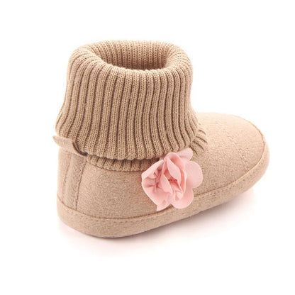 Cute Autumn Winter Children Baby born Warm Flower Boots Baby First Walk Shoes