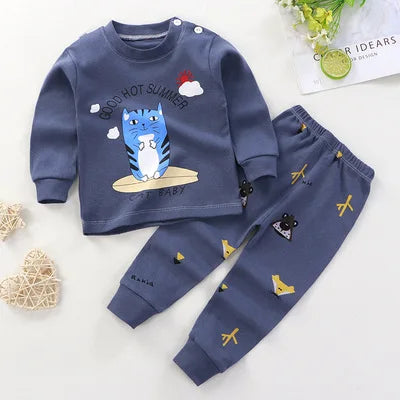 Spring Autumn New Baby Clothing Set Cartoon Cotton Baby Boys Clothing Girls Suit Set 0-3 Year Baby Clothes