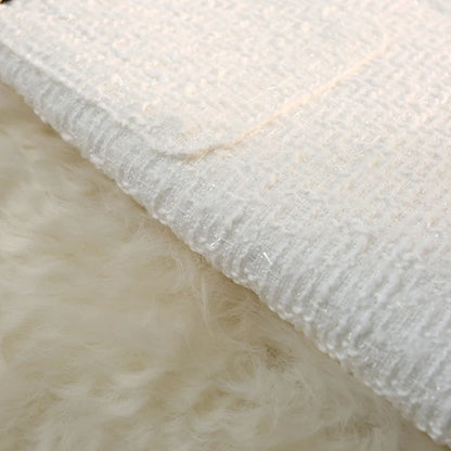 Black White Tweed Long Skirts Women Autumn Winter New Bright Silk Skirt Female Vintage High Waist A-line Wrap Skirt Office Lady