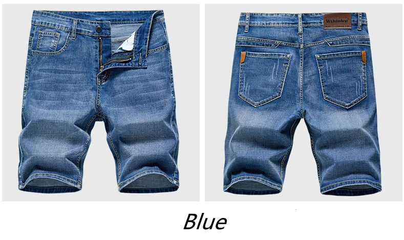 2025 Summer Men's Slim Denim Shorts Business Casual Fashion Loose Stretch All-Match Jeans Male High-End Brand Five-Point Pants
