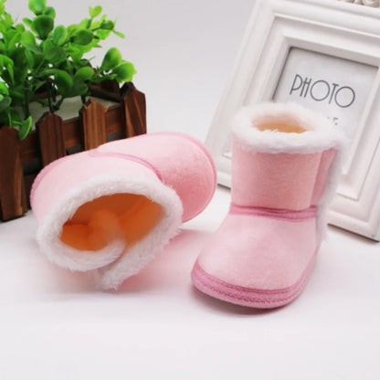 Winter Baby Kids Non-slip Soft Sole Moccasin Boots Boys Girls Suede Leather Crib Shoes 0-18M