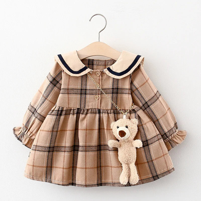2025 Fall Newborn Baby Girl Dress Clothes Toddler Girls Princess Plaid Birthday Dresses For Infant Baby Clothing 0-2y Vestidos