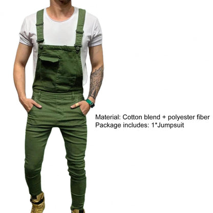 Summer New Men's Distressed Denim Carpenter Overalls Bib Jumpsuits Motos Biker Jean Long Harajuku Rompers Streetwear Plus Size