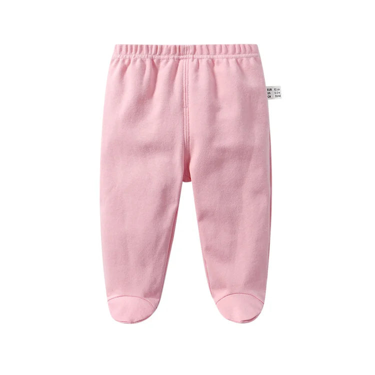 Lawadka 0-12M Spring Autumn Cotton Newborn Baby Boy Girl Pants Solid Wrap Foot Long Trousers Casual Baby Leggings For Girls Boys