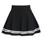 Women Skirt Solid Color Sexy High Waist Stripe Midi Pleated Skirts Girls Black White A Line Mini School Skirt Uniform Large Size