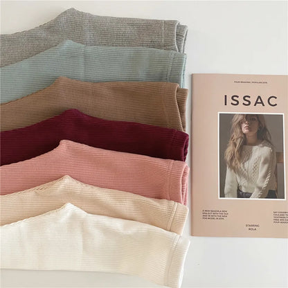 Autumn Baby Girl Legging Cotton Baby Boys Ribbed Leggings Striped Kids Pants Children Casual Trousers