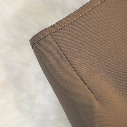 Fashion Elegant Formal Skirts Women Autumn New High Waist Drape Suit Long Brown Skirt Zipper Female