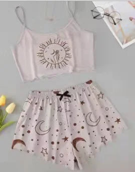 Hot Women's Sleepwear Cute Cartoon Print Short Set Pajamas for Women Pajama Set Sweet Short Sleeve V-Neck & Shorts Summer Pajama