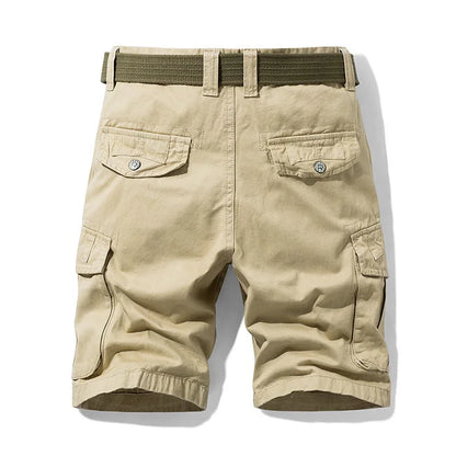 2025 Summer Men's Baggy Multi Pocket Military Cargo Shorts Male Cotton Khaki Men's Tactical Shorts Short Pants 30-38 No Belt