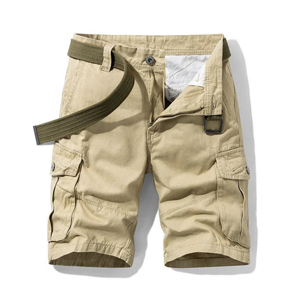 2025 Summer Men's Baggy Multi Pocket Military Cargo Shorts Male Cotton Khaki Men's Tactical Shorts Short Pants 30-38 No Belt