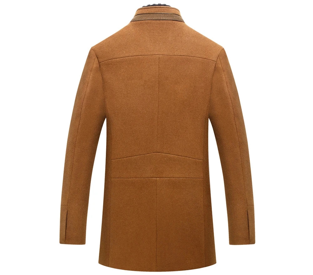 DIMUSI Winter Autumn Men's Wool Coats Casual Middle Long Scarf Collar Cotton-padded Thick Warm Woolen Coat Male Trench Clothing